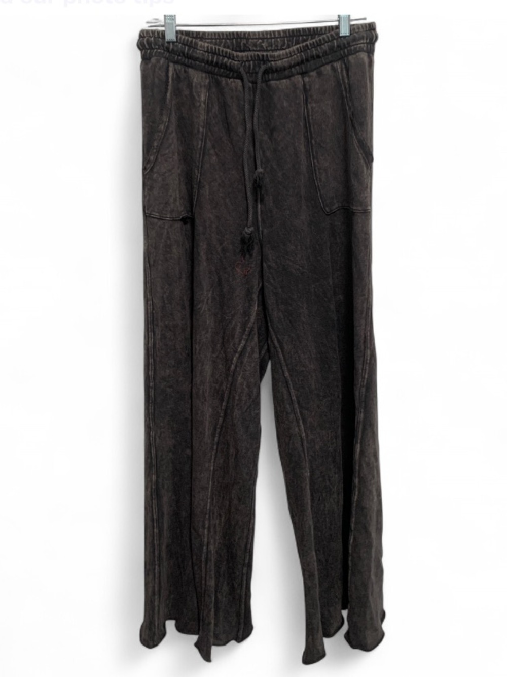 Three Bird Nest Gray Wide-Leg Drawstring Sweatpants